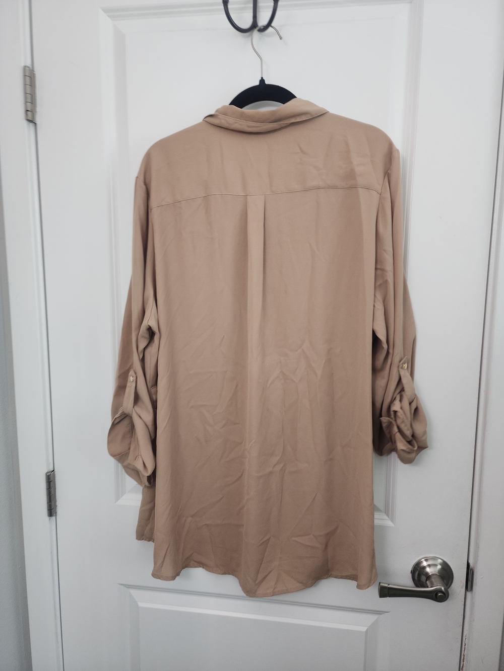 5/$30 Ashley Stewart Beige Button-Down Shirt - Picture 5 of 5